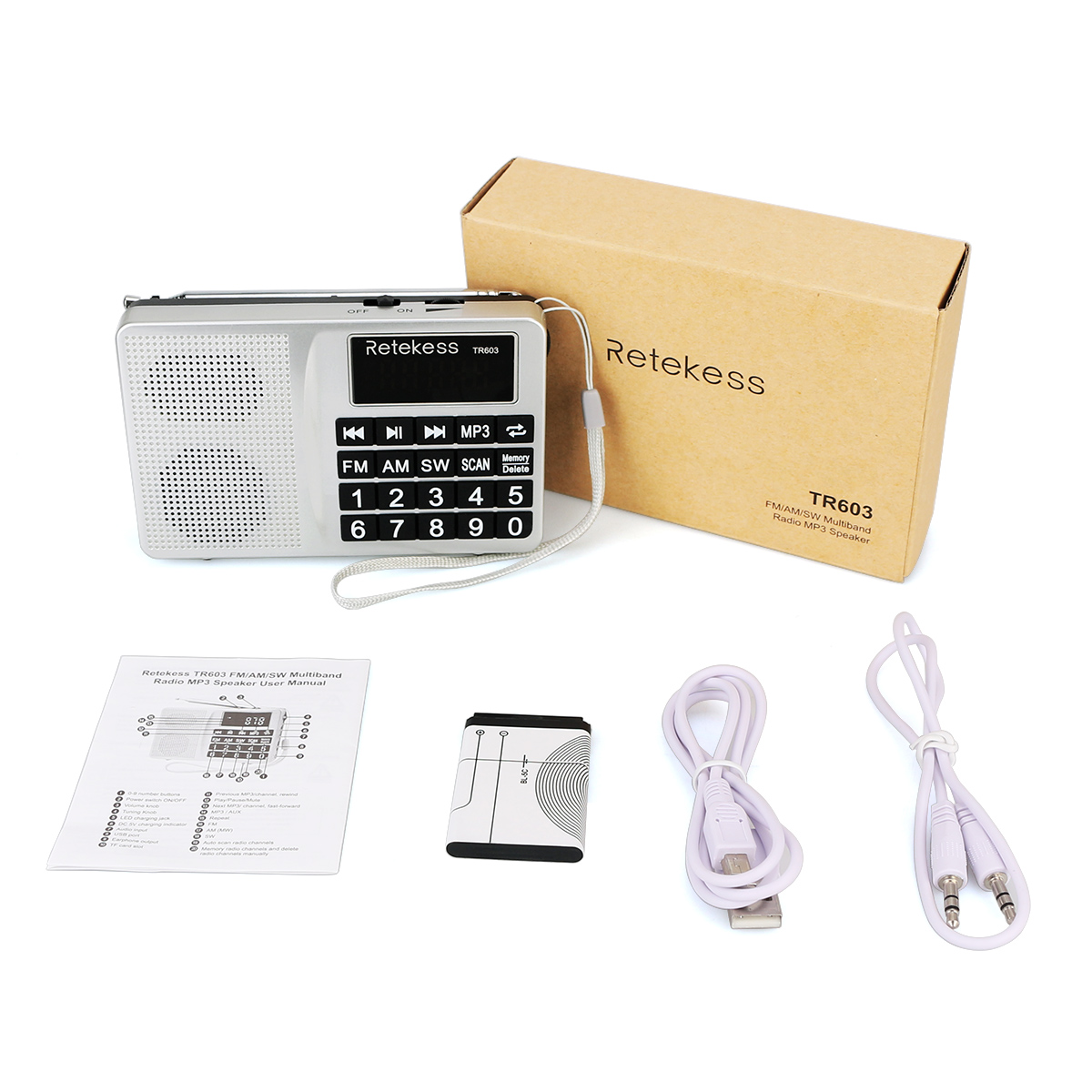 Retekess TR613 Small Transistor Radio,AM FM Table Top Radio,Support Micro  SD, Rechargeable Battery, for Home,Outdoor,EmergencyBlack