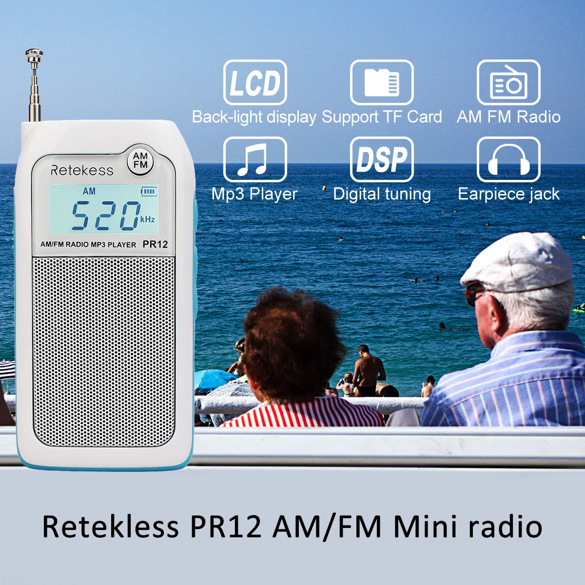 Retekess PR12 Digital Radio, Pocket Radio AM FM, Paraguay