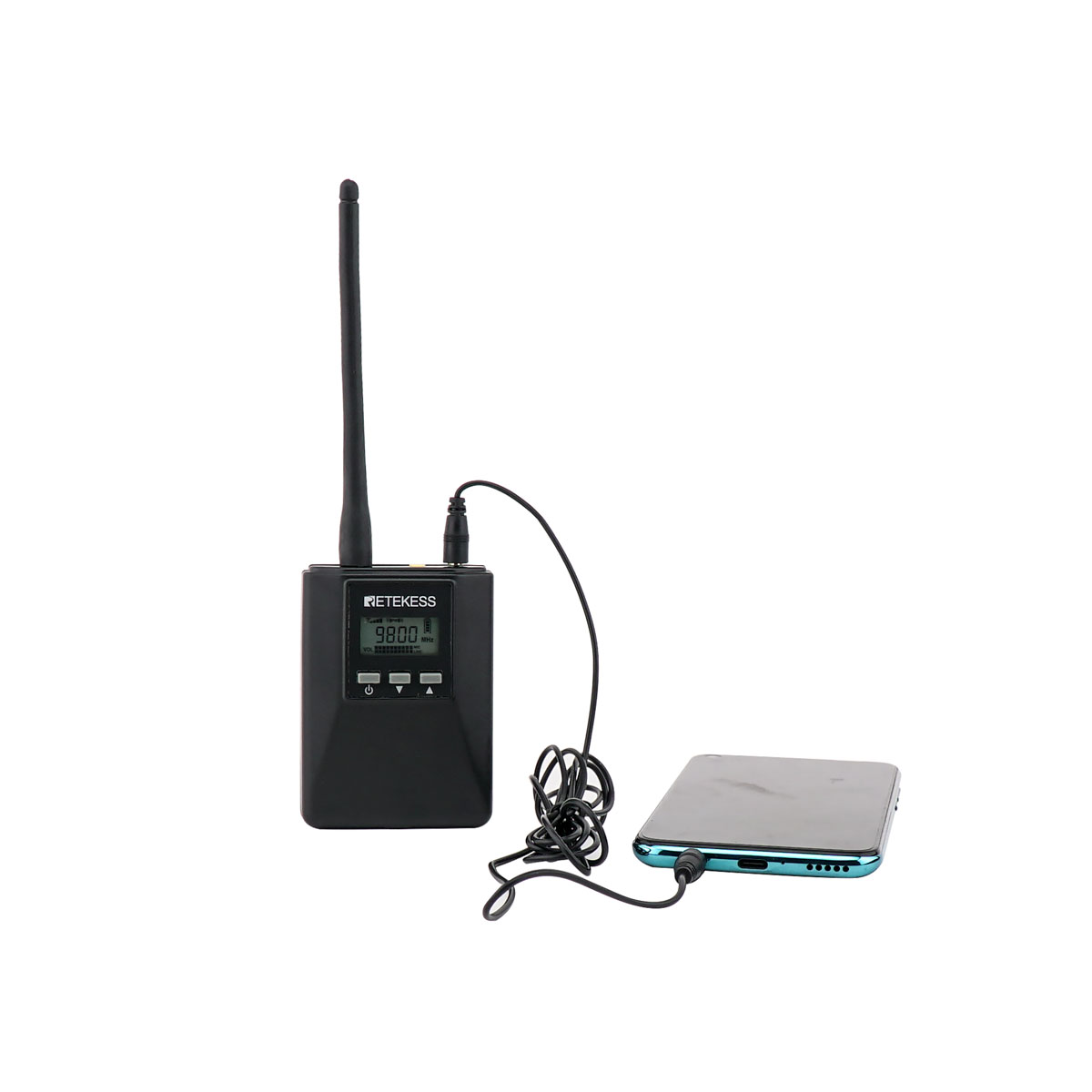Retekess TR506 Portable Transmitter Mini Low Power Transmitter Support Microphone and Audio Input for Tour Guide Church Interpretation