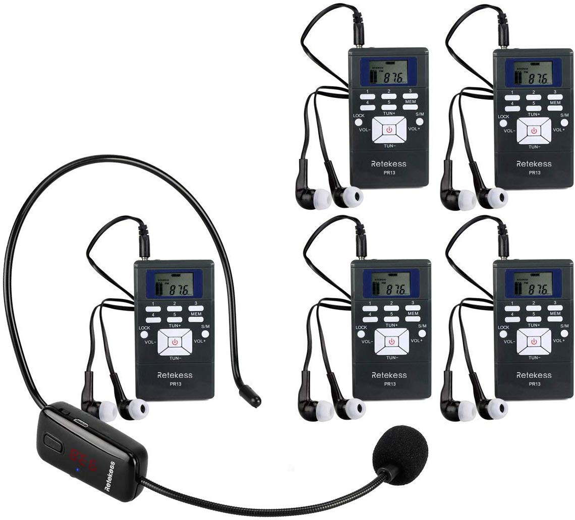Wireless Tour Guide System Portable FM Transmitter+Wired Microphone Rechargeable 