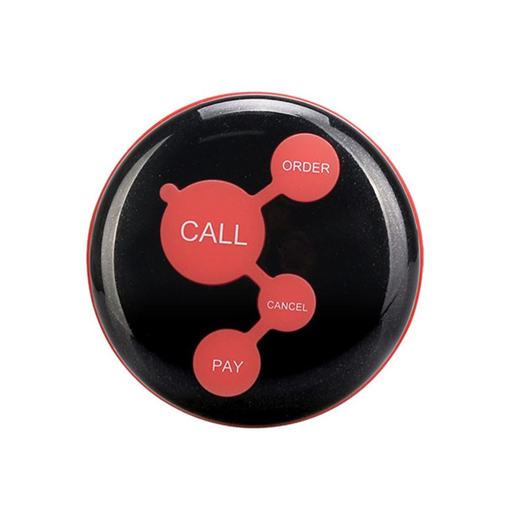 black Retekess TD010 Emergency Call Button for Help Waterproof Restaurant Paging System with 1 4-Key Caregiver Pager for Retekess TD108 and T114 