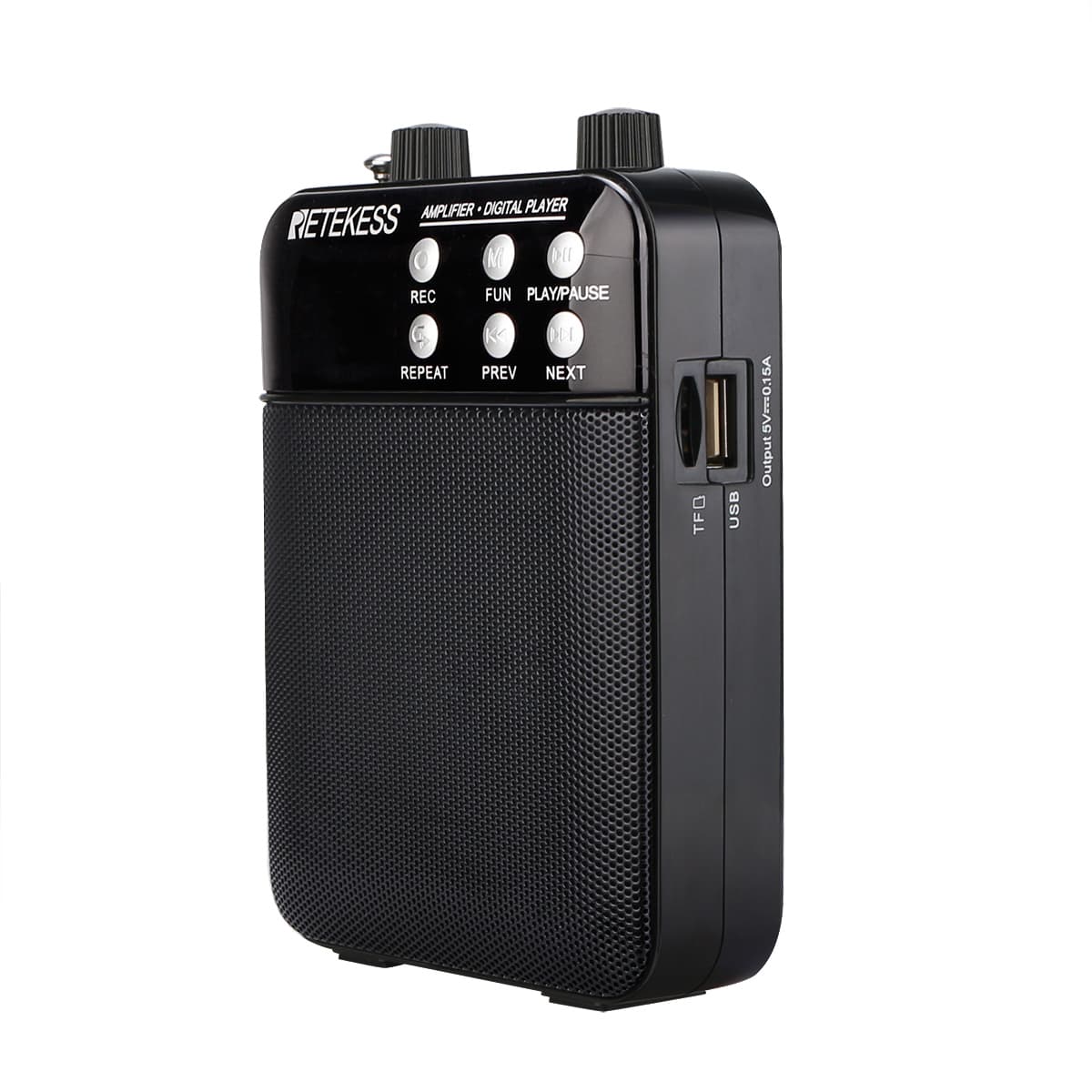 Retekess TR619 Amplificateur de Voix Portable avec Micro filaire  Haut-parleur 1500mAh Rechargeable Support FM/Record/TF/USB/AUX