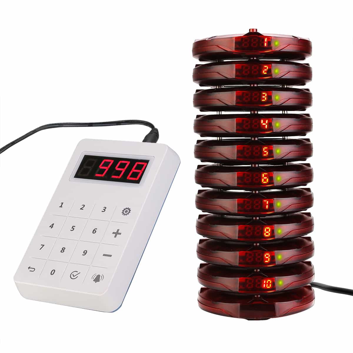 Restaurant Wireless Paging Queuing System+10 Anruf Coaster Pager für Auto-Shop 