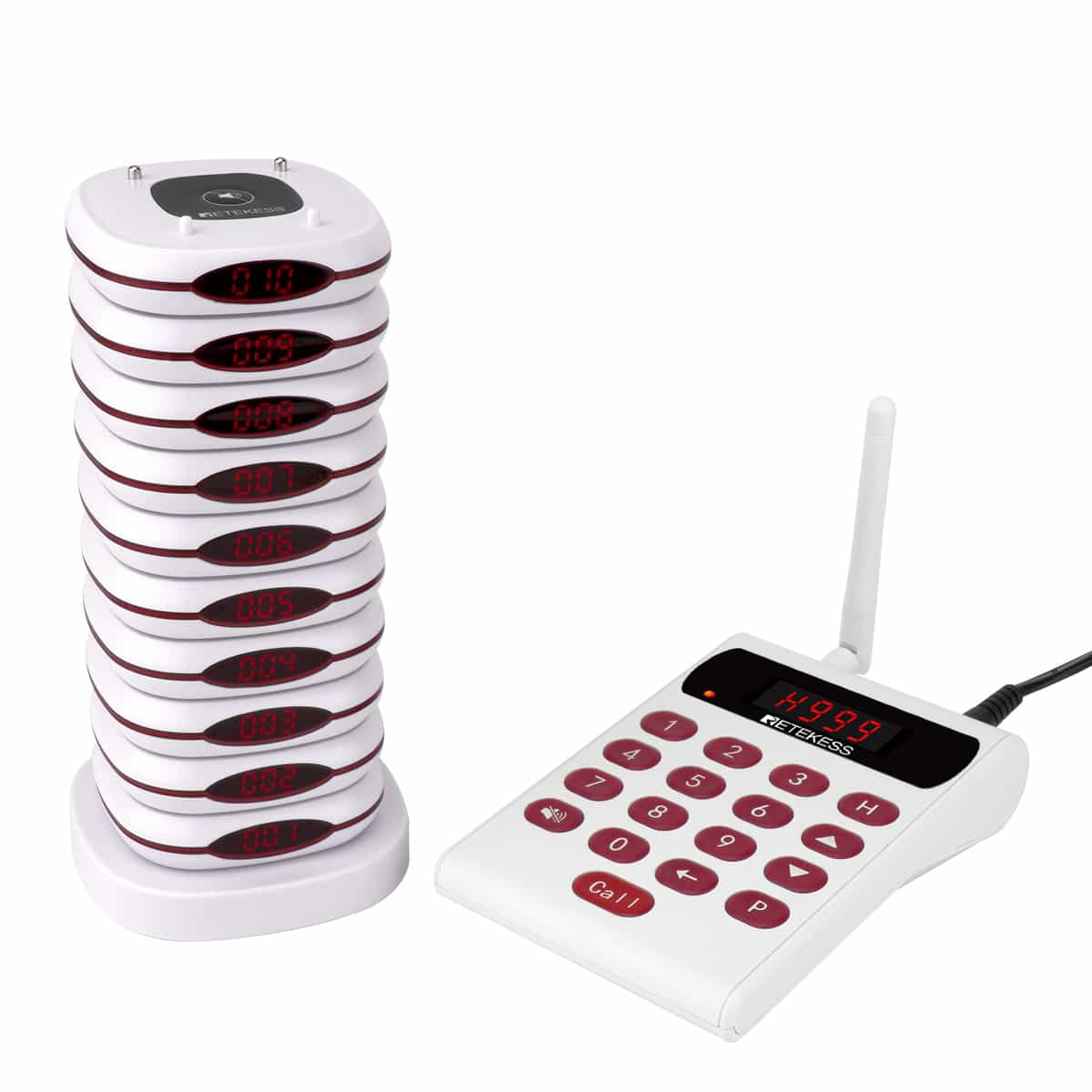 Retekess Restaurant Wireless Call Paging System Transmitter+16Chargerable Pagers 
