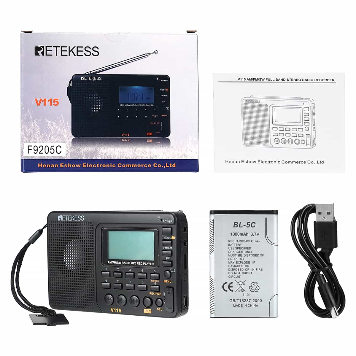 Retekess V115 Portable AM FM Radio with Shortwave MP3 Player