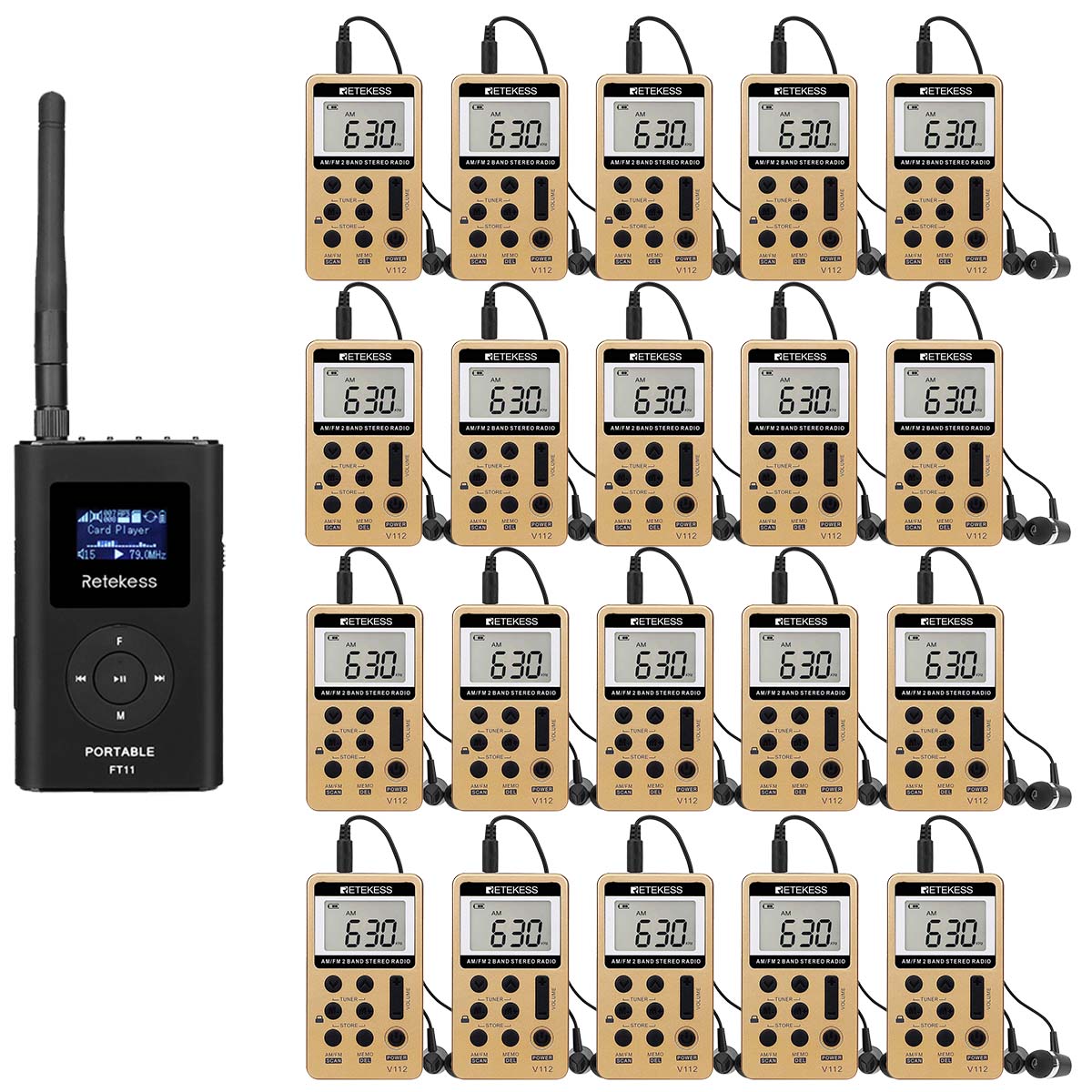 Retekess FT11 Portable FM Transmitter Support TF Card