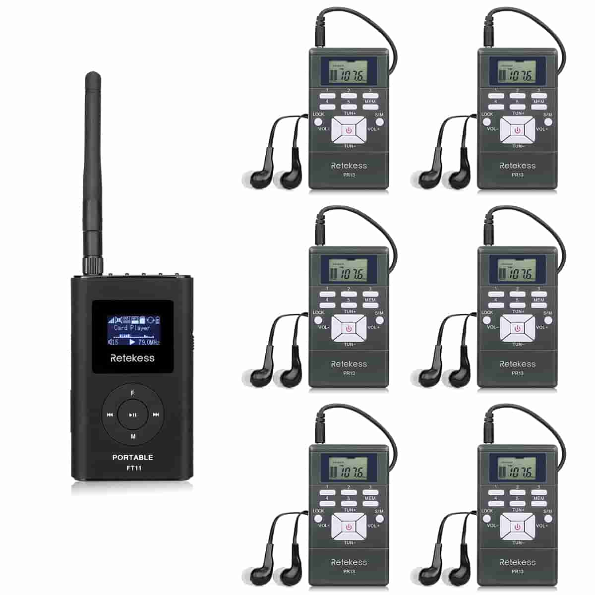 Retekess FT11 Portable FM Broadcast transmitter with MIC and PR13 FM Radio  Receiver