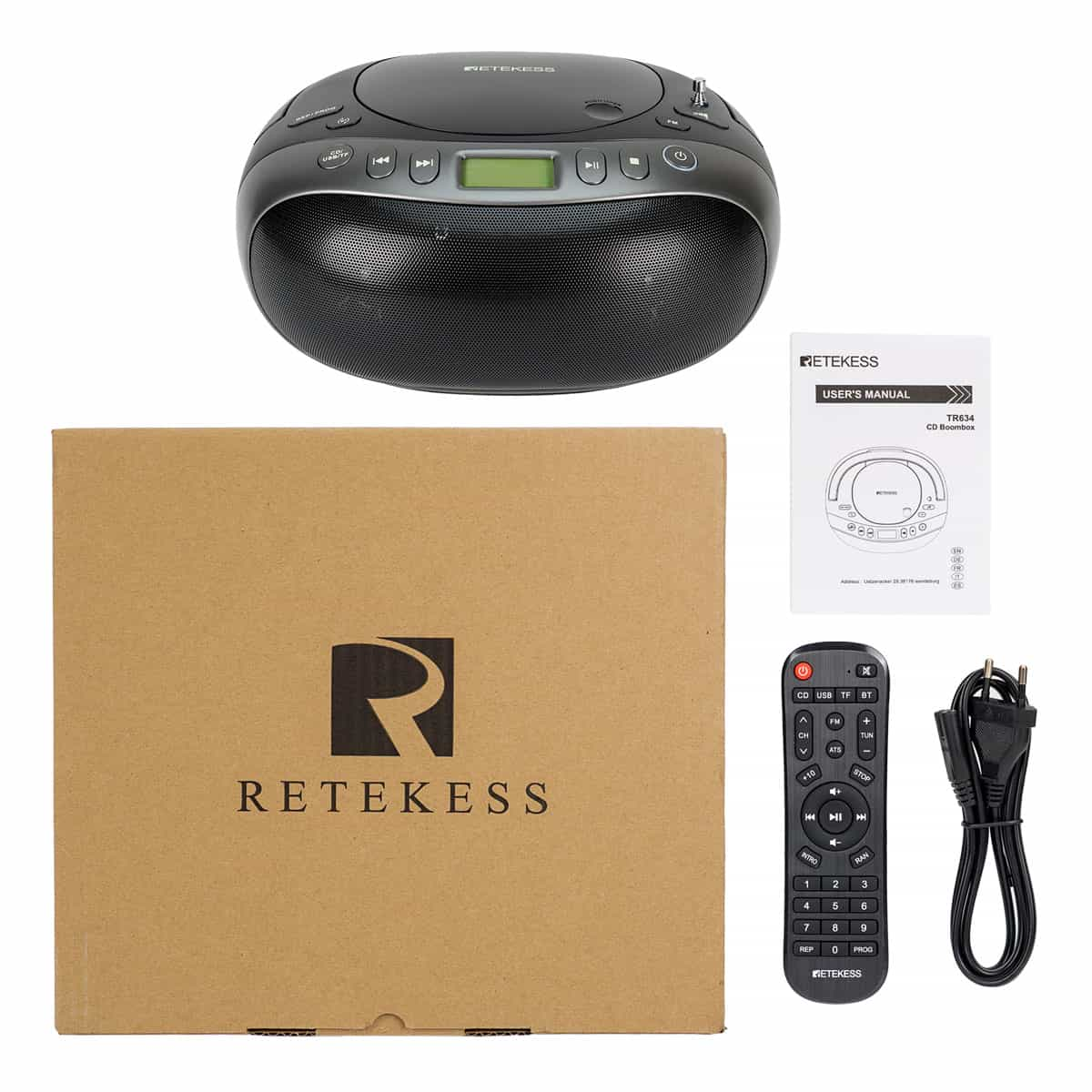 Retekess TR631 Stereo FM Radio Portable CD player, Receive DAB Station,  Support USB, CD, AUX, European Version