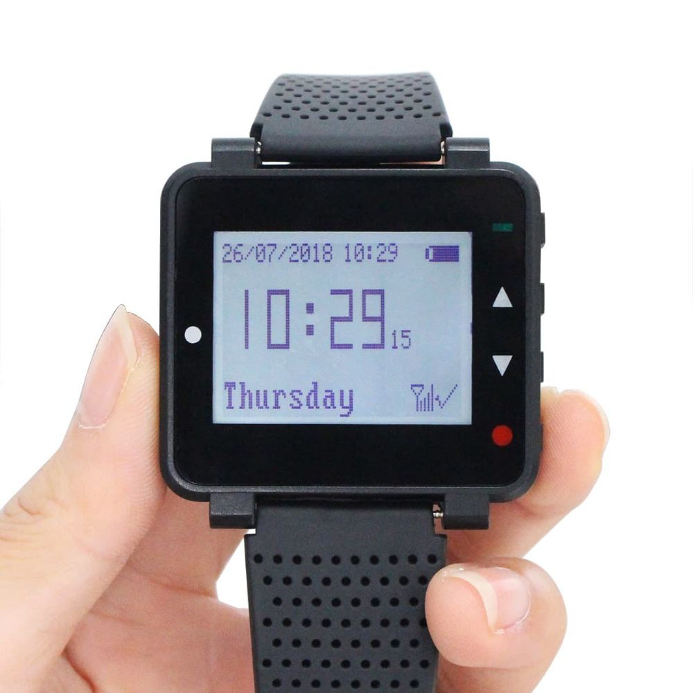 Retekess T128 Wireless Service Calling System Wrist Receiver with T114 Wireless Waterproof Call Button for Restaurants