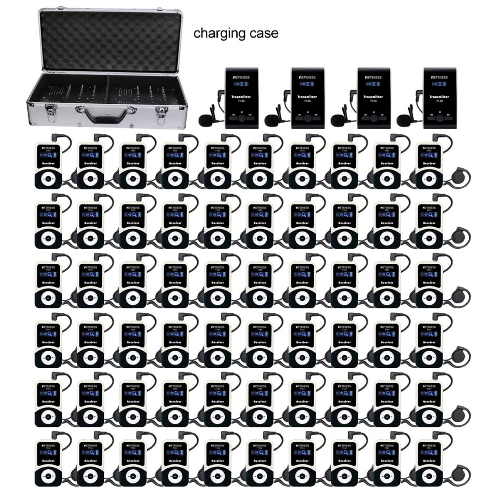 Retekess T130 Church Translation Equipment for Simultaneous Interpretation PLL with 64-port Charging Case