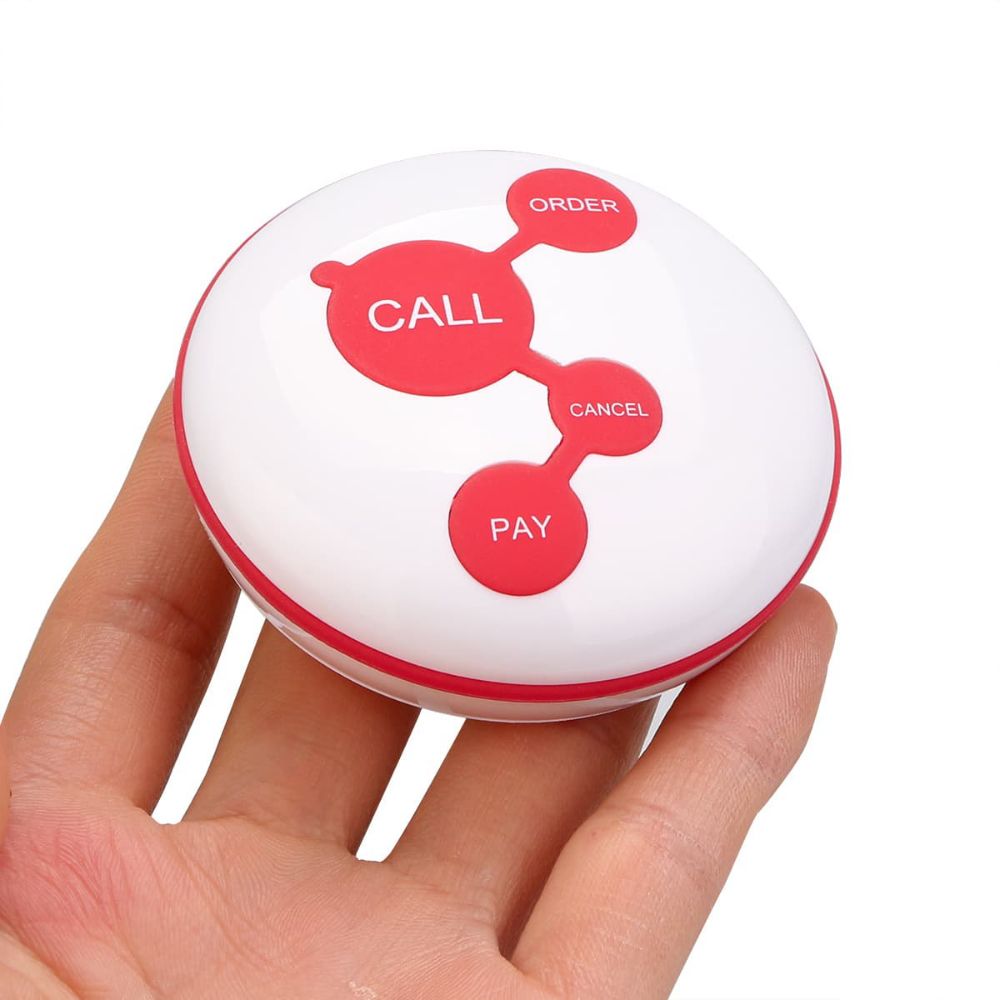 Retekess TD112 Wireless Watch Pager Receiver with TD010 4-keys White Wireless Call Buttons 