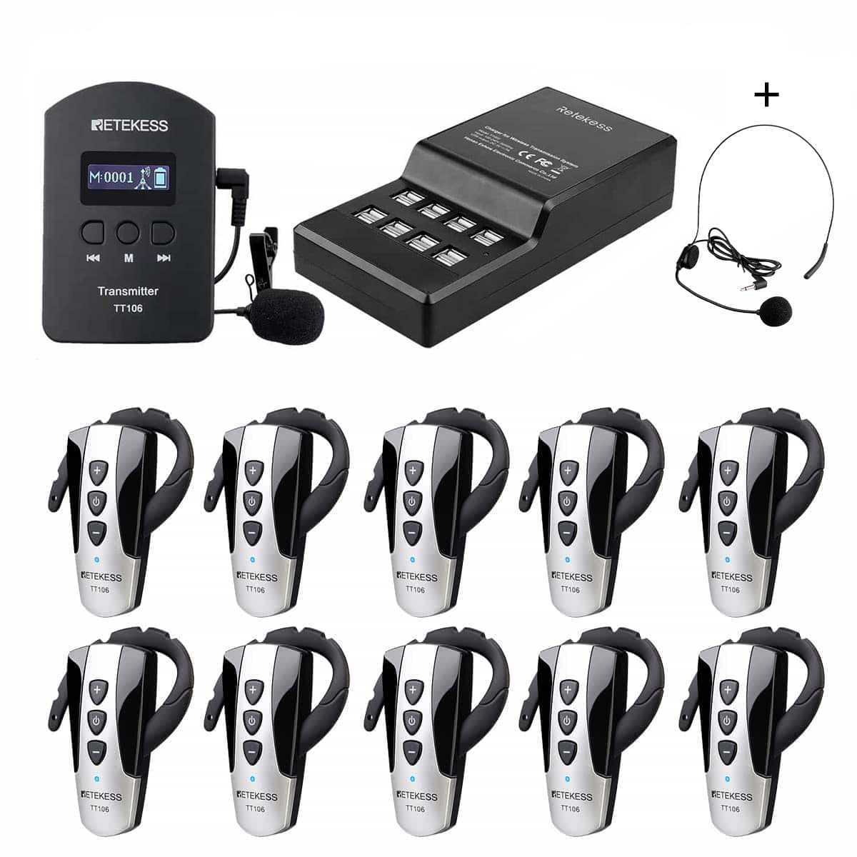 TT106 Tour Headsets for Travel Groups and Factories Wireless Ear Hook ...