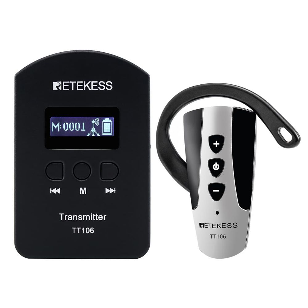 TT106 Tour Guide Headsets Wireless Ear-hook Receiver Support Dual Transmitters