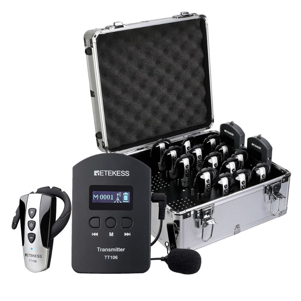 RetekessTT106 Tour Guide Audio Systems with Two Transmitters for Church Translation Tour Training 2.4GHz