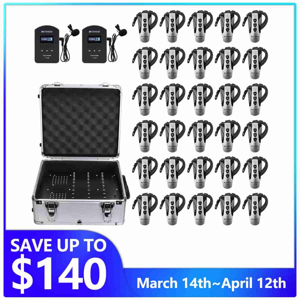 RetekessTT106 Tour Guide Audio Systems with Two Transmitters for Church Translation Tour Training 2.4GHz