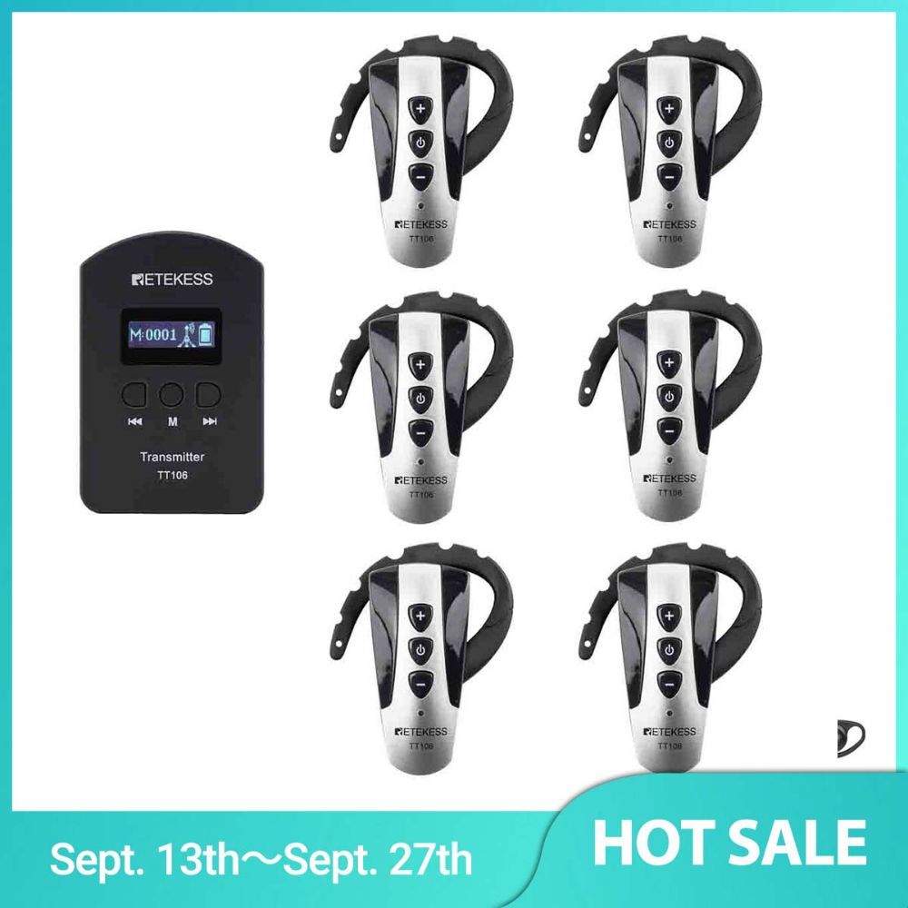 Retekess TT106 Whisper Tour Guide System Support 2 Transmitter in One Group