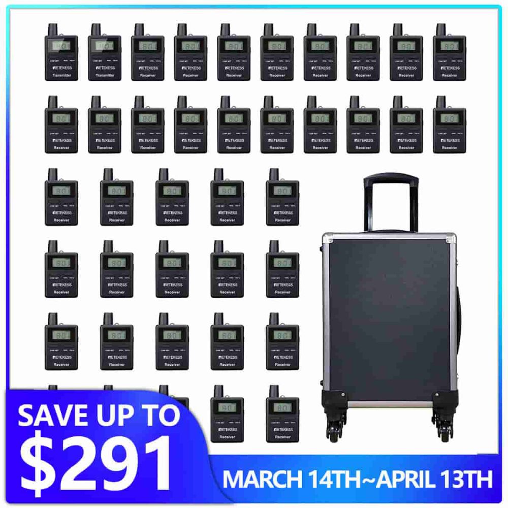 Retekess TT109 Digital Tour Guide System Longe Range Rechargeable for Hajj Umrah Tours and Interpretation