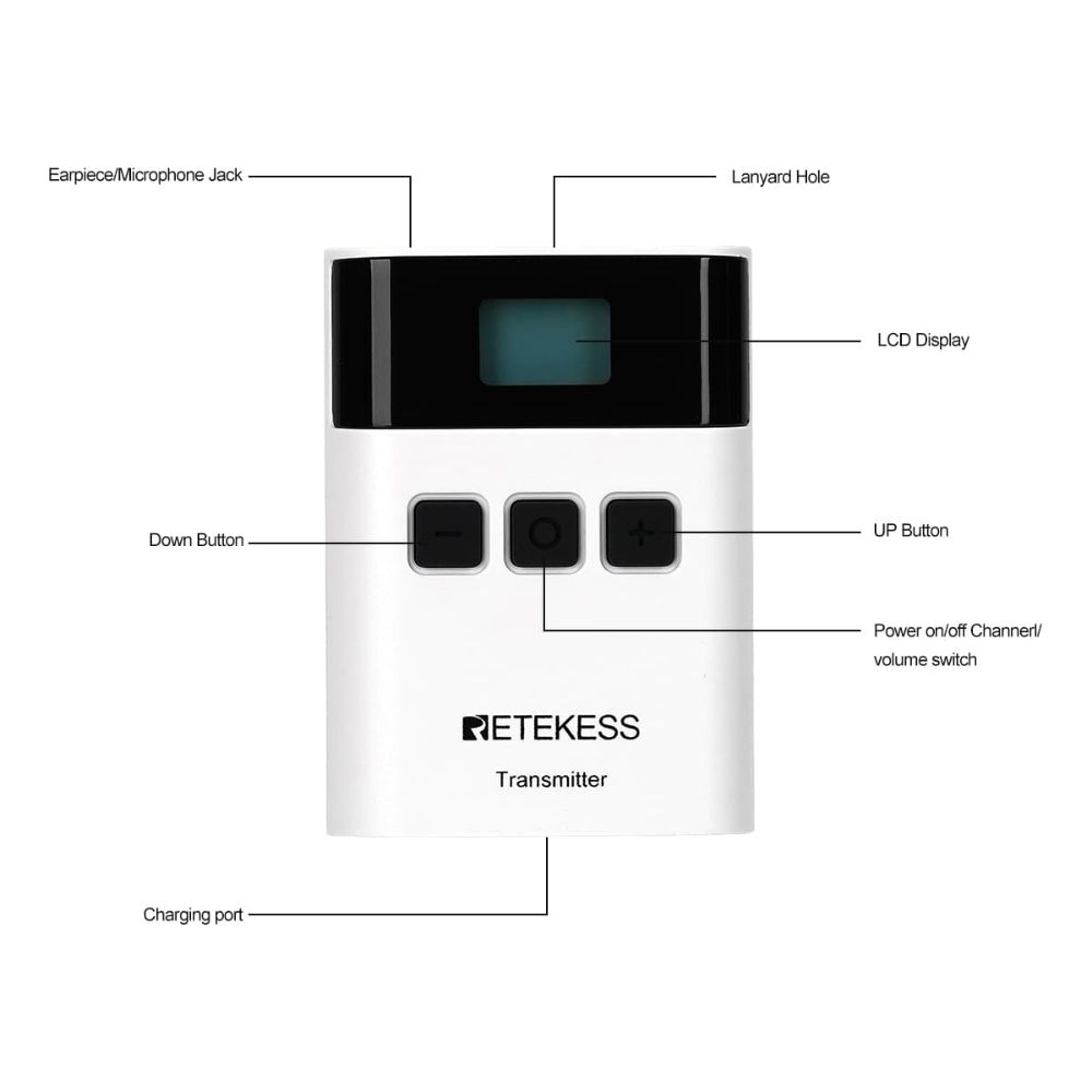 Retekess TT122 Tour Guide Interpretation System for Church Interpreting Court Interpreter Conference Translation with Charging Case