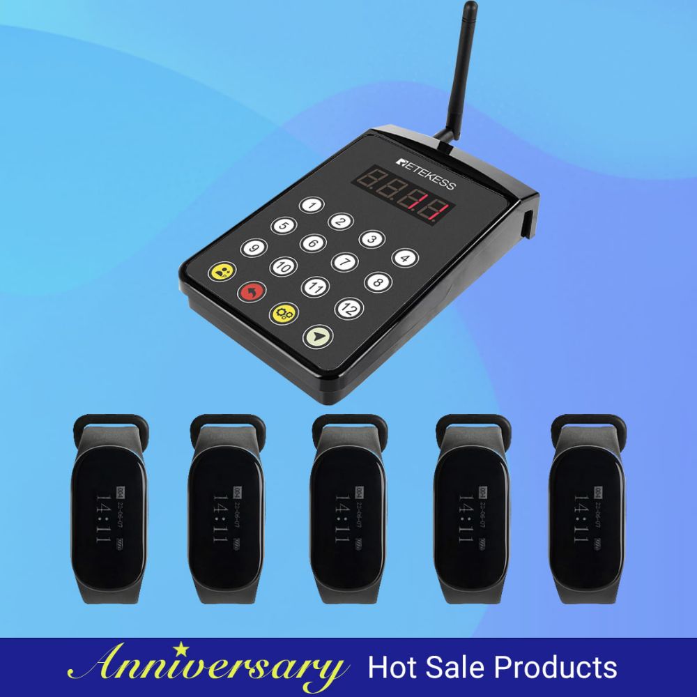 Retekess TD154 Staff Paging System with TD029 keypad and TD112 Watch Pager
