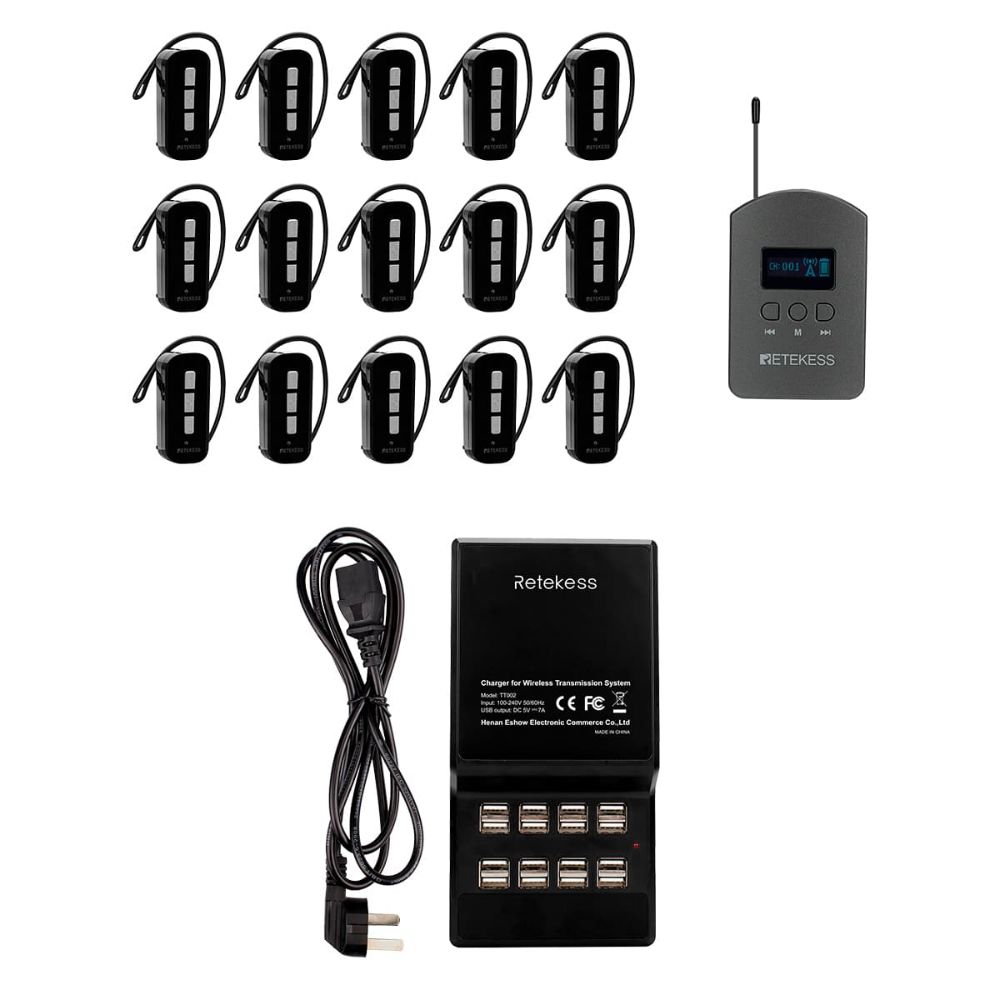 Retekess TT112 TT111 Whisper Wireless Tour Guide System for United States with Mini Ear-hook Receiver 