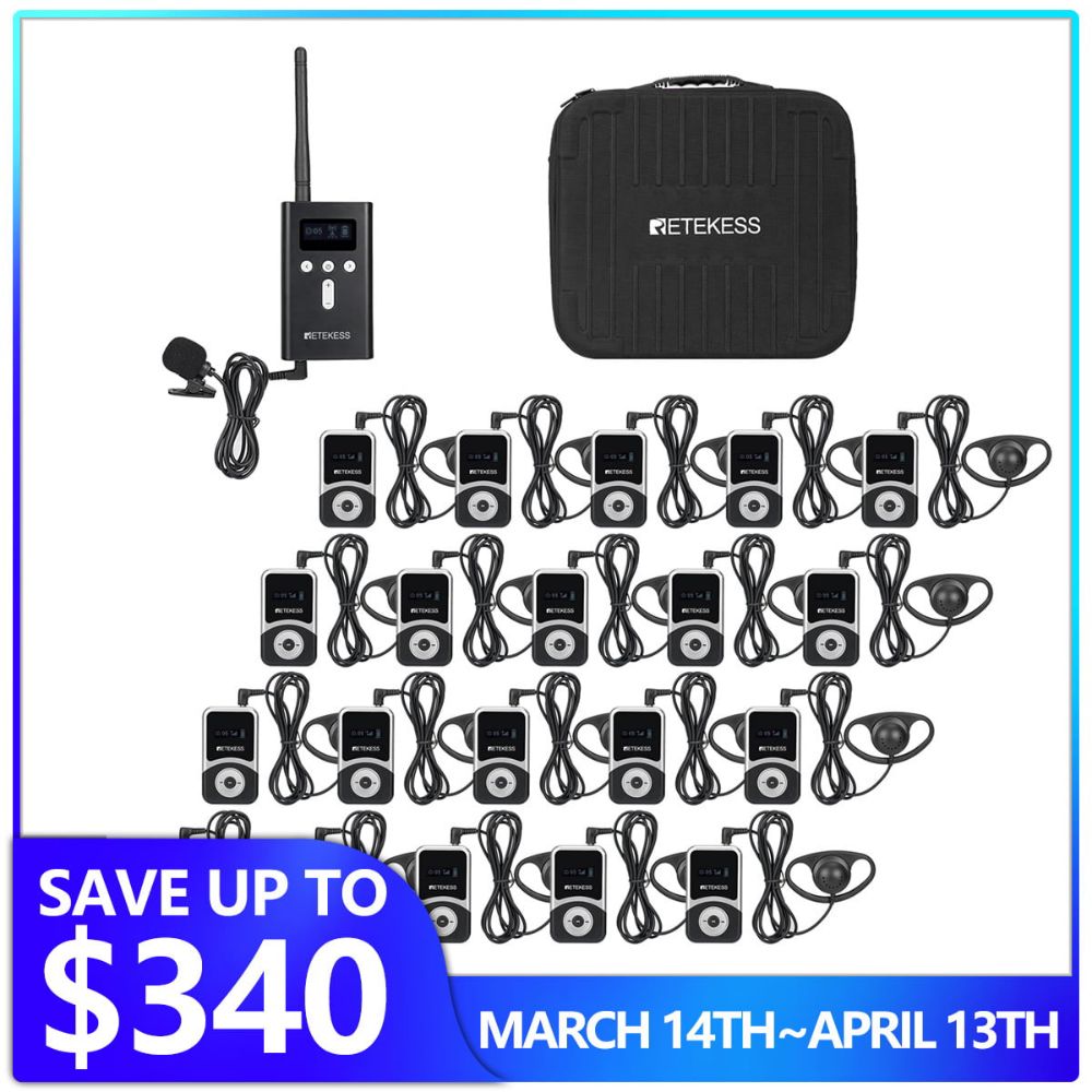Retekess T130S T131S Segway Tour Guide System for Segway Travel and Bicycle Tours with Carry Case