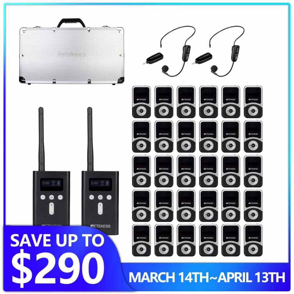 Retekess T130S T131S Wireless Guide System for Receptions, Conferences and Tours with Charging Case