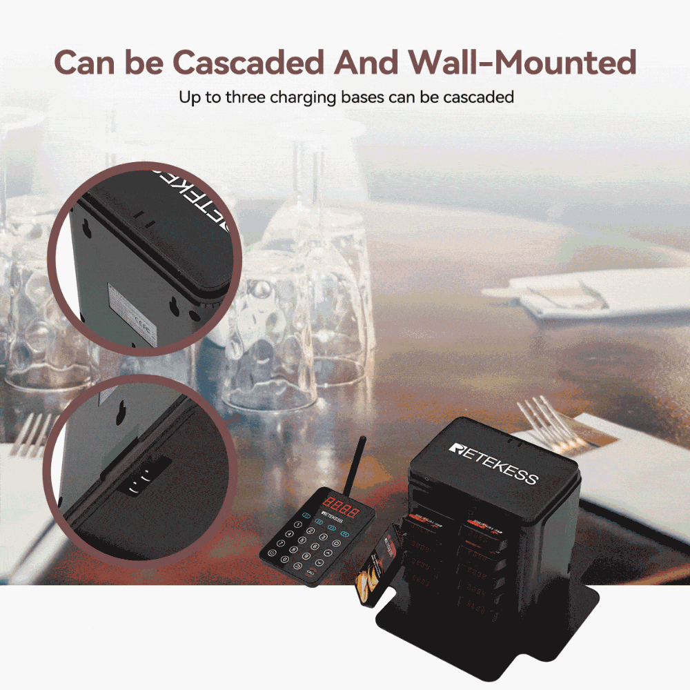 Retekess TD177 Matrices Paging System Comprehensive Upgrade Wall-Mountable One-Click Automatic Programming Wireless Pager System