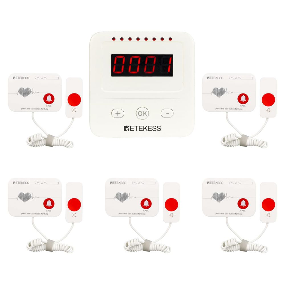 Retekess Wireless Nurse Call Systems TH106 Caregiver Pager and Handle Call Button TH006 SOS Alert System for Hospital, Clinic and Nursing Home