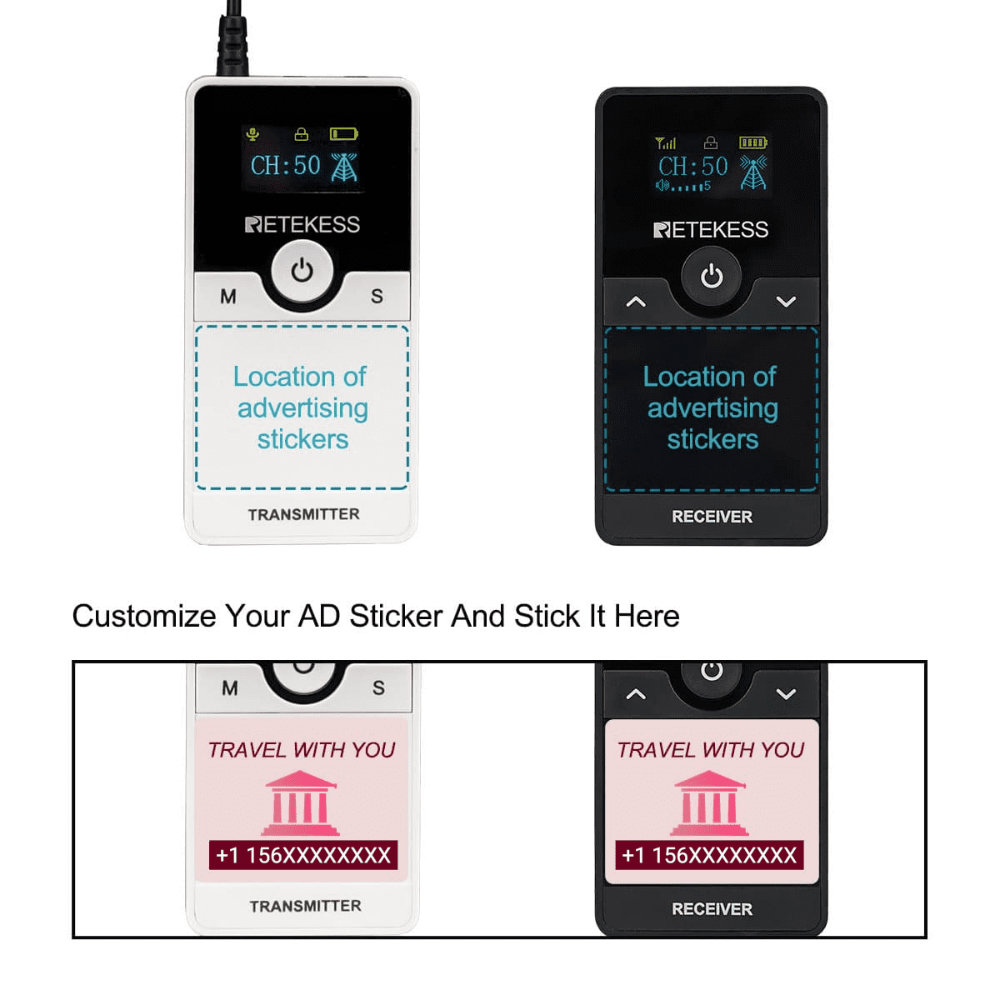 Retekess TT116 UHF Tour Guide Headset System Featured Noise Reduction for Plant Tour, Church Interpretation, Internal Company Use & Non-profit Organization