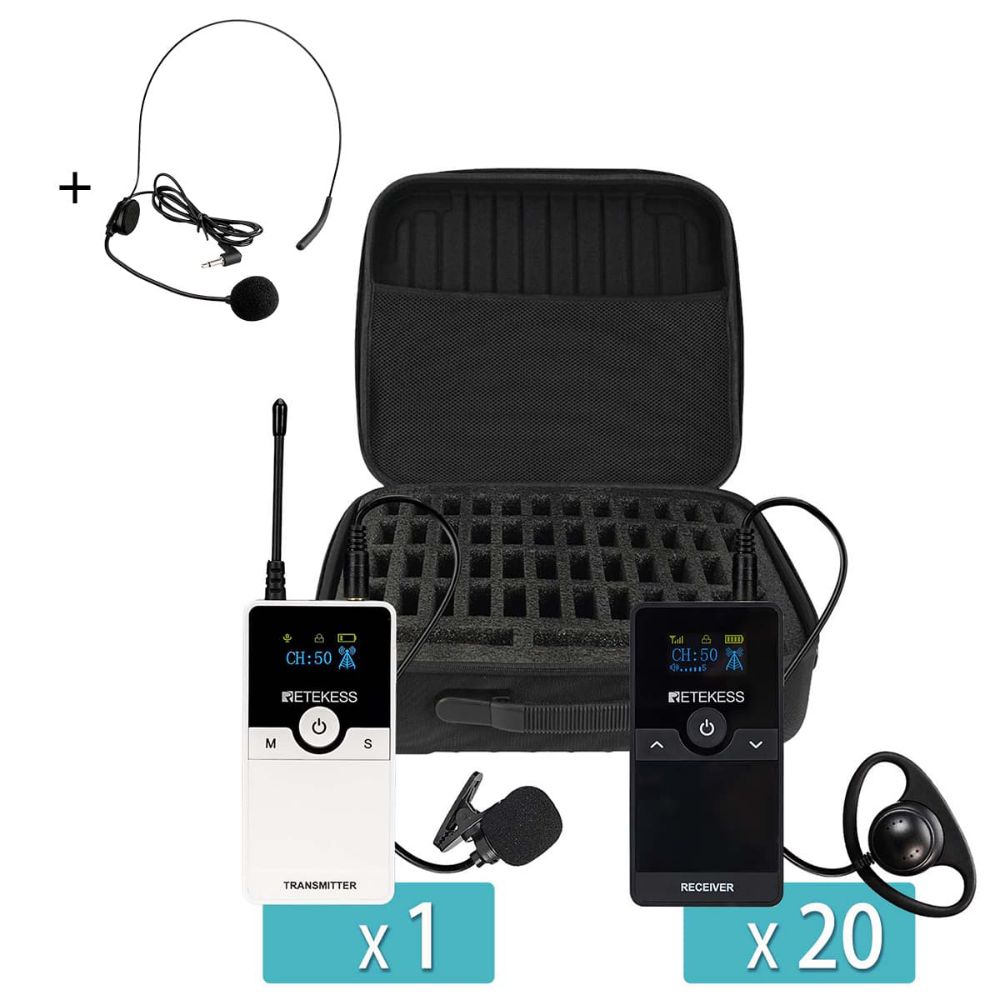 Retekess TT116 UHF Wireless Translation System for School and Conferences with Carry Case European Frequency