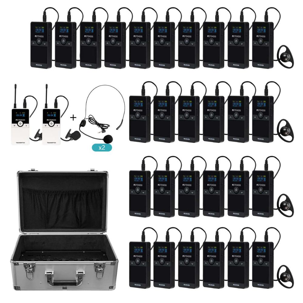 Retekess TT116 Plant Tour Headsets for Plant Tours Communications Factory Visit with 30 Slot Charging Case