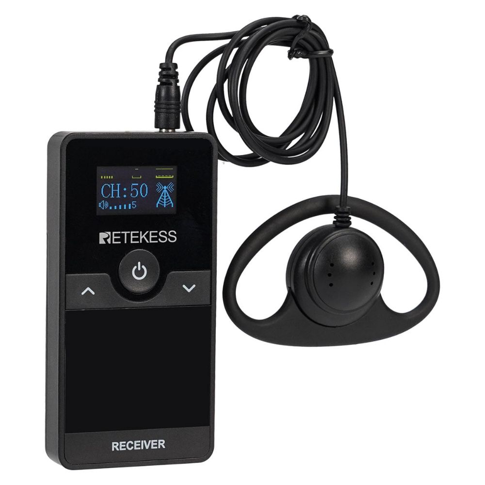 Retekess TT116R UHF Whisper Device Receiver With Removable Rechargeable Battery American Frequency