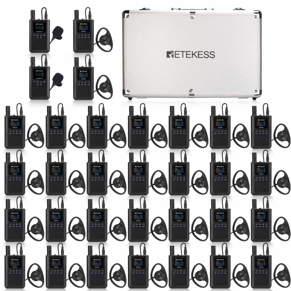 Retekess TT125 Whisper Tour Guide System Long Battery Life with 32-slot-Charging Case