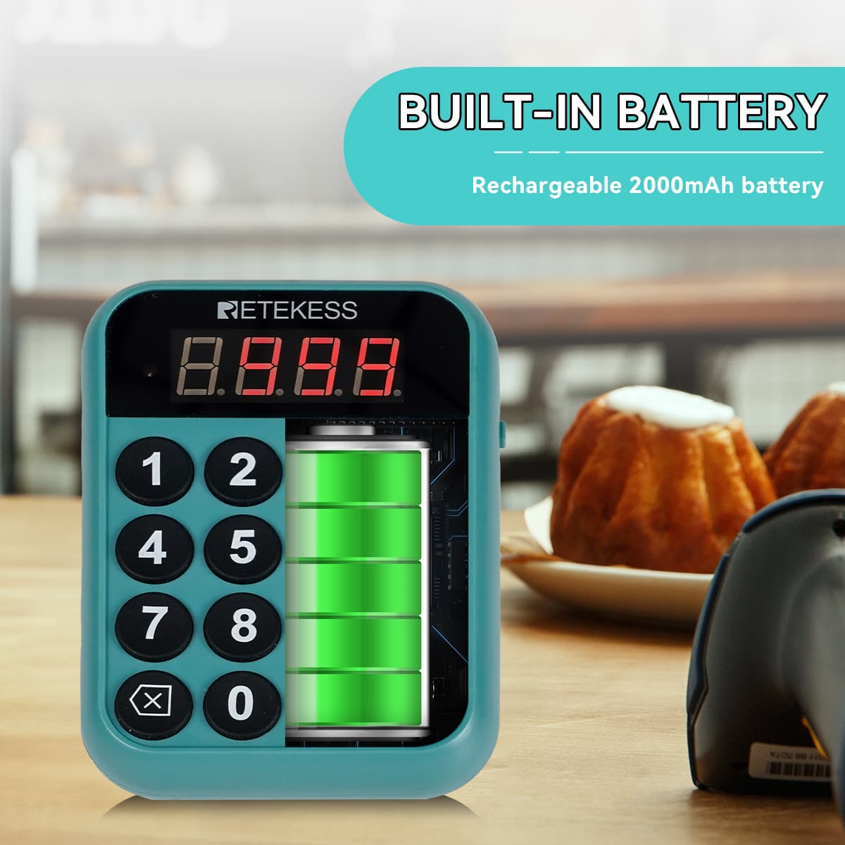 restaurant pager system td168r with built-in battery keypad