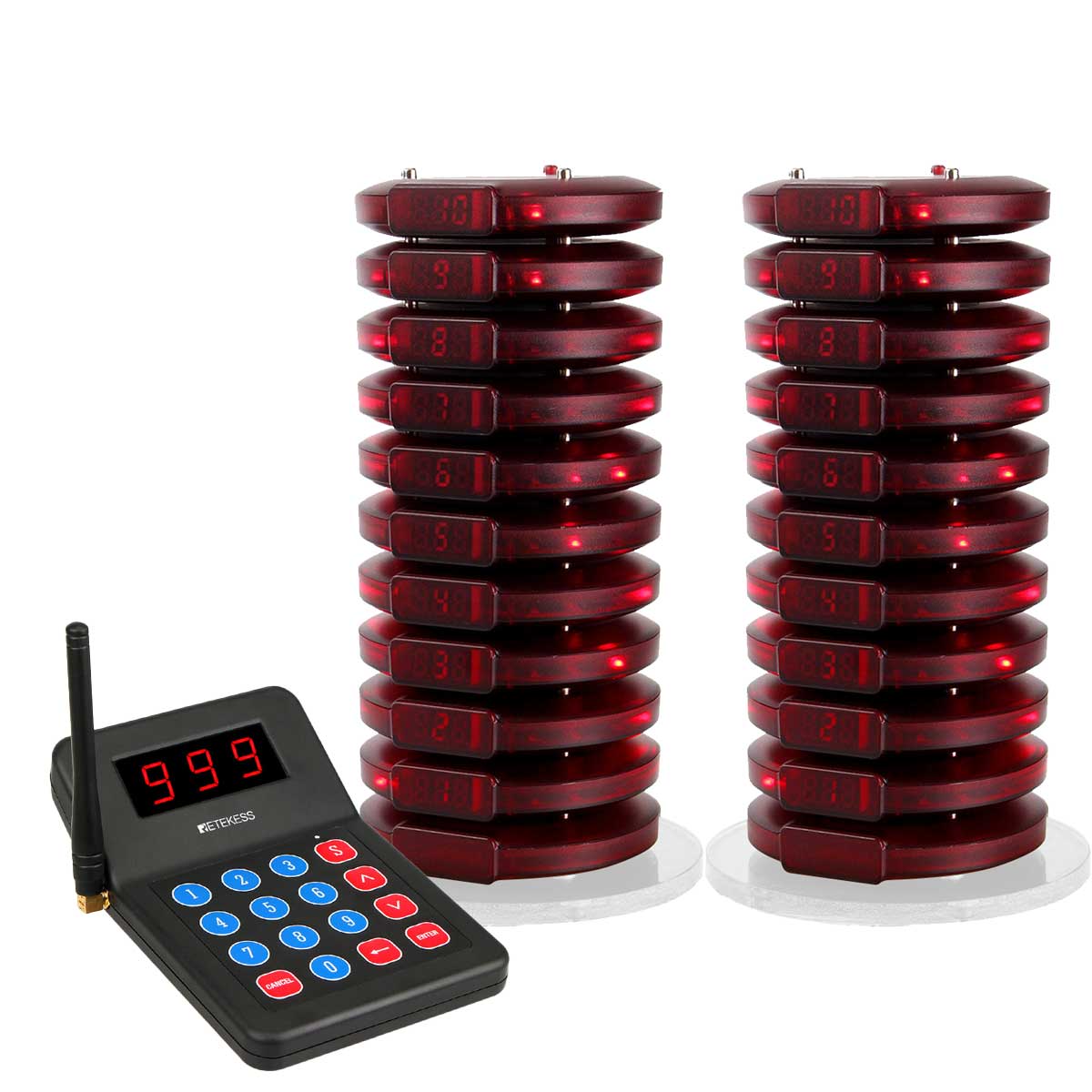 T119 Restaurantausrüstung Snack Wireless Queuing Paging-System+20*Coaster Pagers 