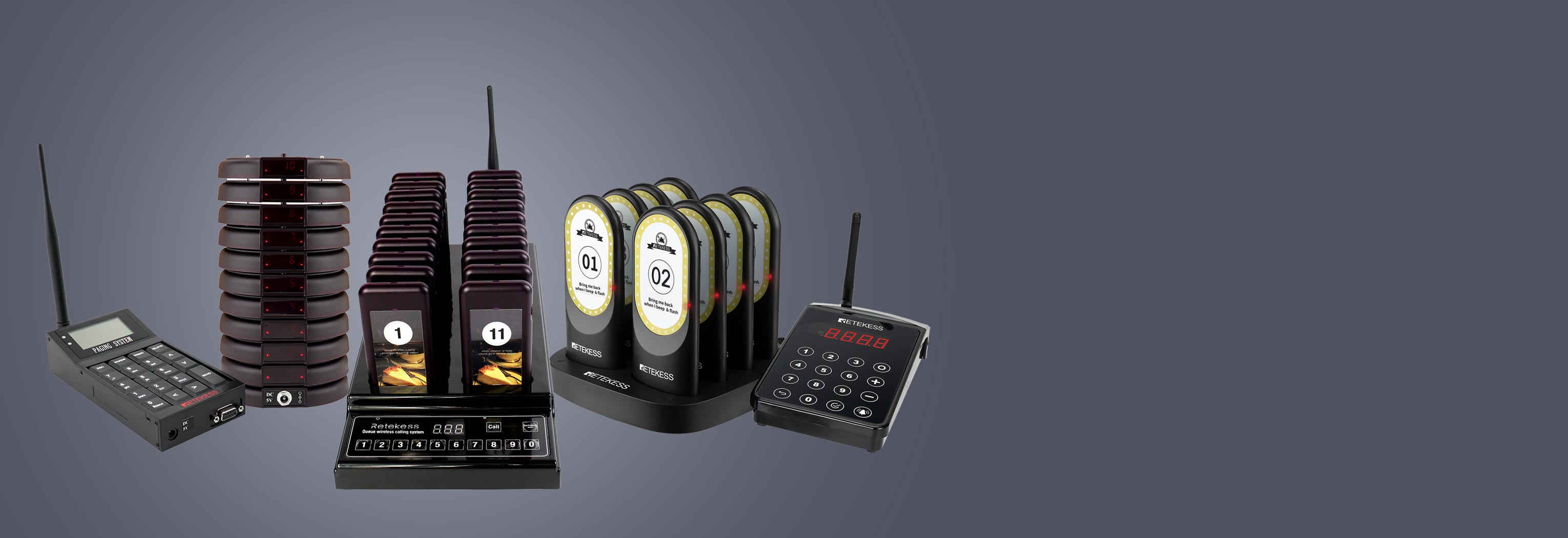 Retekess Wireless Restaurant Pager System 3*Watch Receiver+30*Call Buttons Bar 