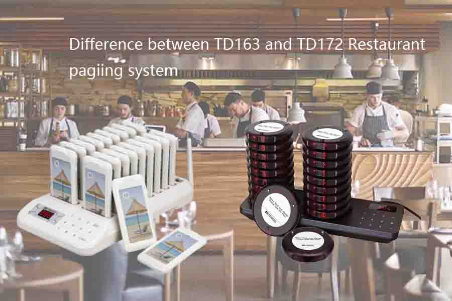 What is the difference between the TD163 and TD172 Restaurant Paging System?