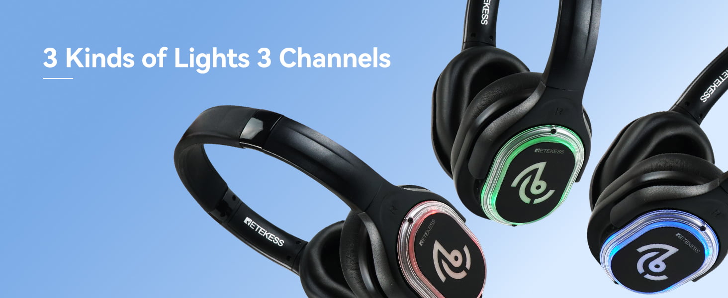 TA003-TA004-retekess-silent-disco-headphones- silent-sound-system-party-headphones-3-Kinds-of-LED-Lights-3-Channels