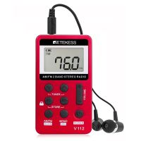 retekess-v112-red-radio-with-earphone