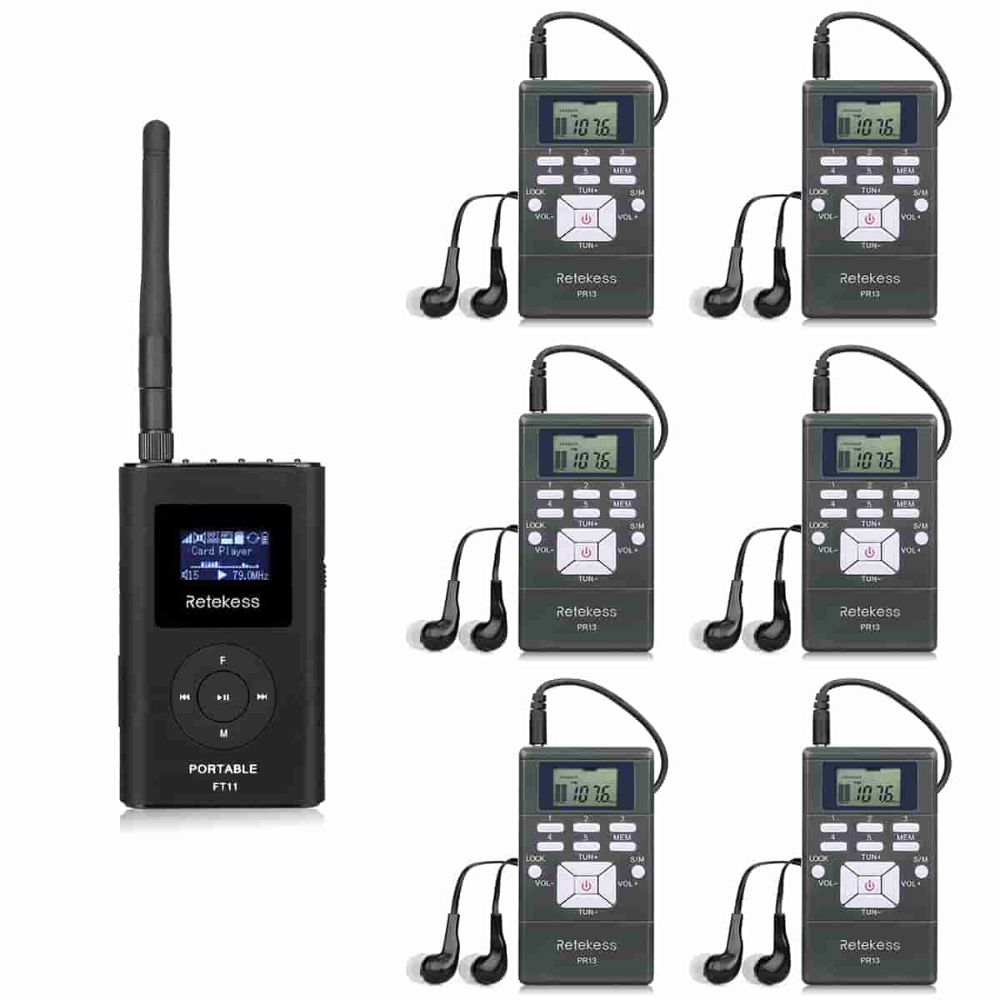 Retekess FT11 Portable FM Broadcast transmitter with MIC and PR13 FM Radio Receiver 