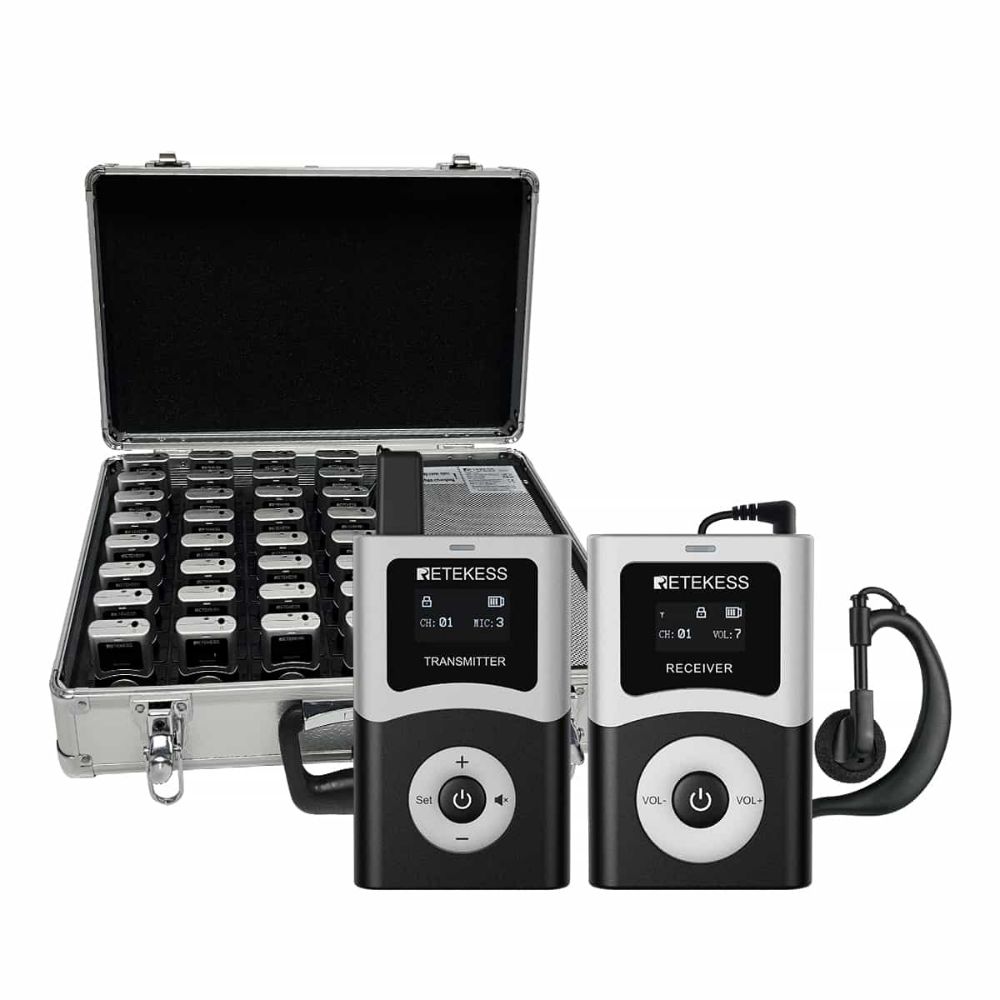 T130U T131U Anti-interference Wireless Tour Guide System Digital Signal Transmission with 32 Slot Charging Case