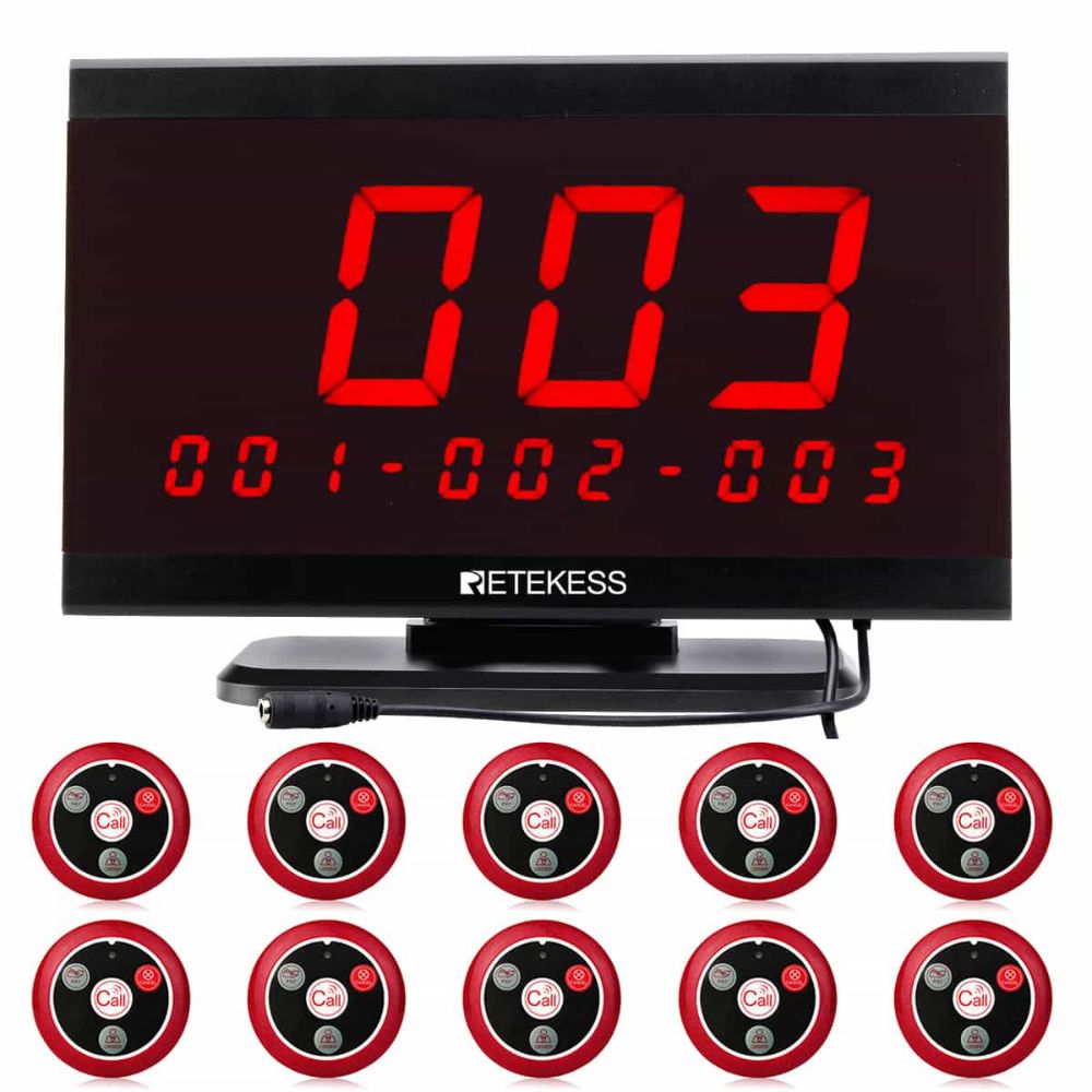 Retekess Restaurant Table Call System TD105 Display Receiver T117 Call Button for F&B, Hotels