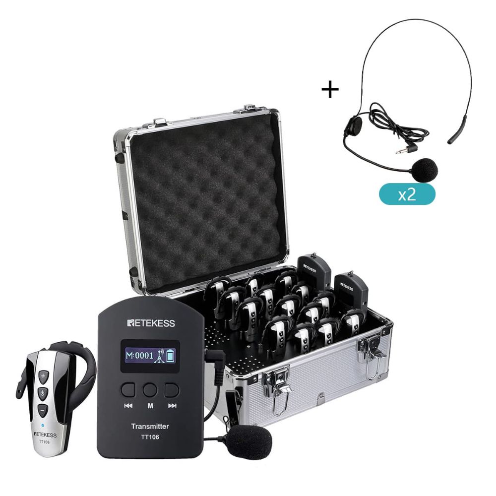 RetekessTT106 Tour Guide Systems with Two Transmitters for Church Interpretation, Group Tour, Training 2.4GHz