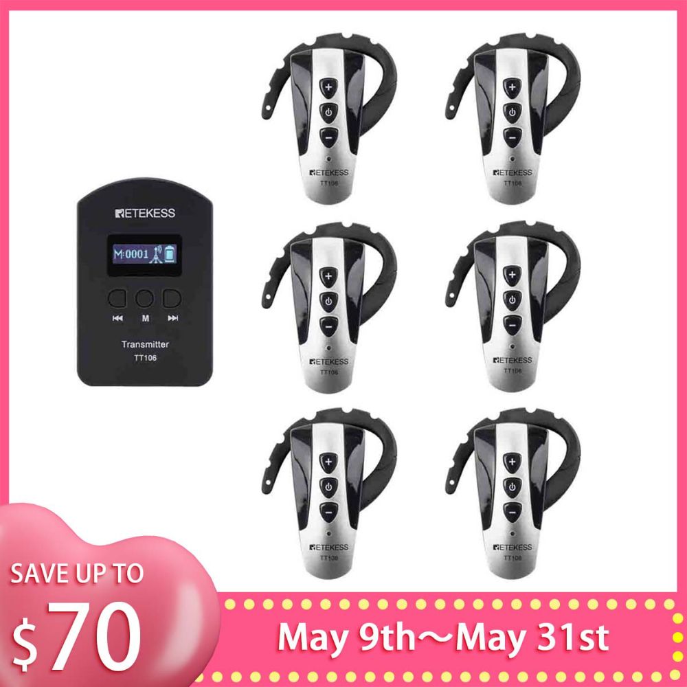 Retekess TT106 Whisper Tour Guide System Support 2 Transmitter in One Group