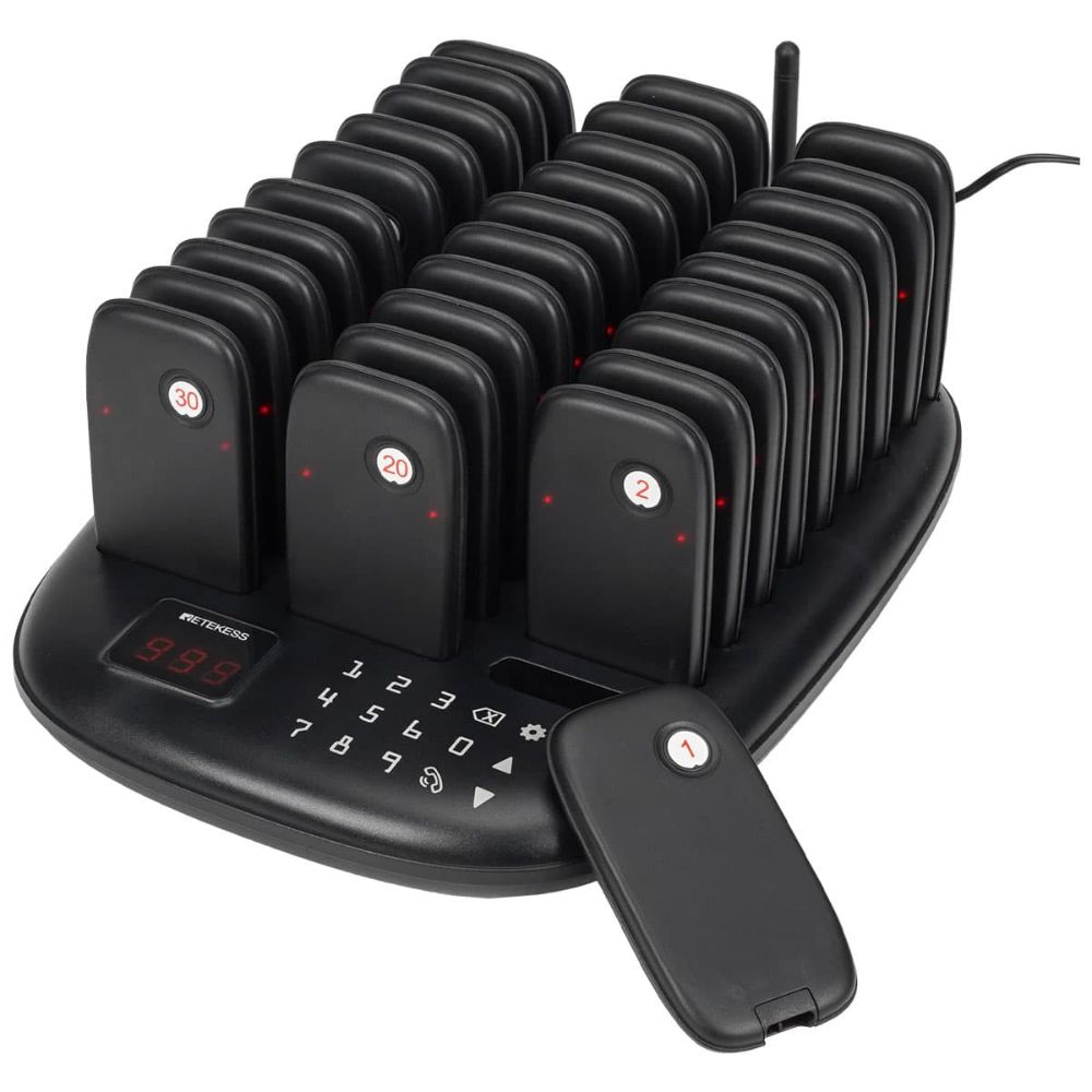 Retekess TD175P Large-Capacity Restaurant Paging System Long Working Range with 30 Pagers
