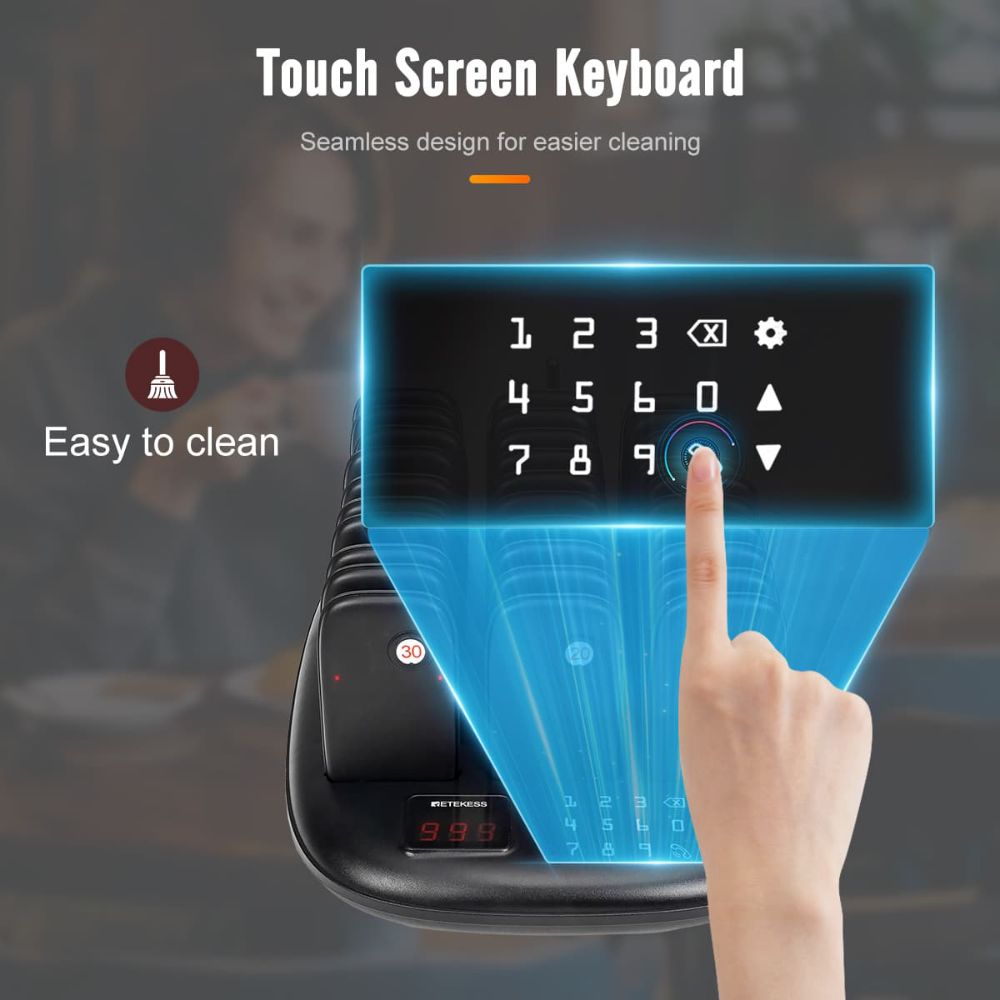 Retekess TD175P Large-Capacity Restaurant Paging System Long Working Range With 30 Pagers