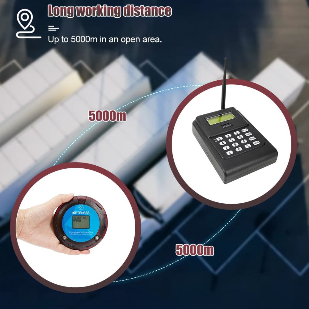 Retekess TD166 Alphanumeric Pager Long Range Paging System for Manufacturing & Warehouses