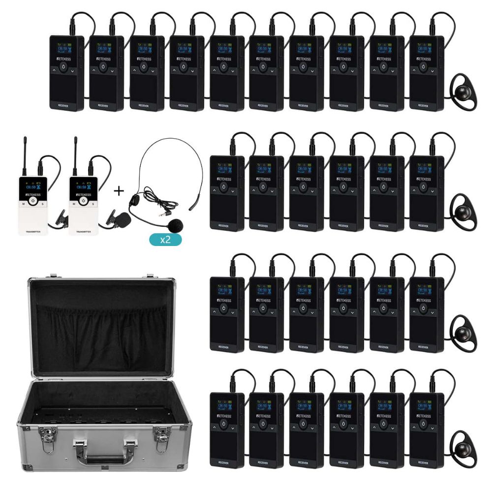 Retekess TT116 Plant Tour Headsets for Plant Tours, Factory Visit, Church & Internal Company Use with 30 Slot Charging Case