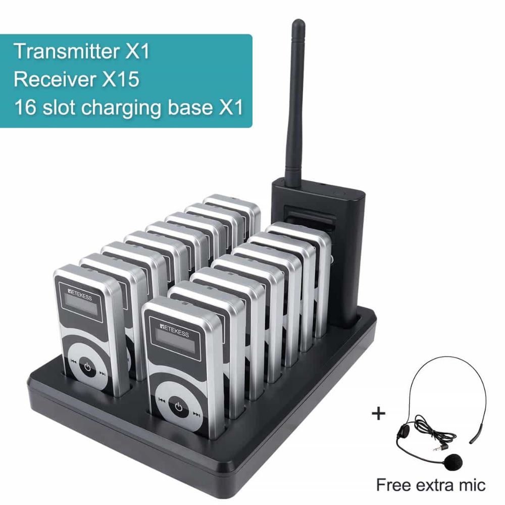 Retekess T130P T131P Audio Tour Equipment for Tourist Attractions T130 T130S Upgraded Version with 16-slot Charging Base