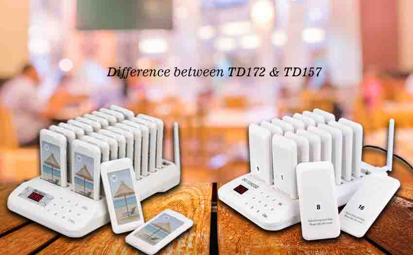 What is the difference between TD172 and TD157 restaurant paging system? 